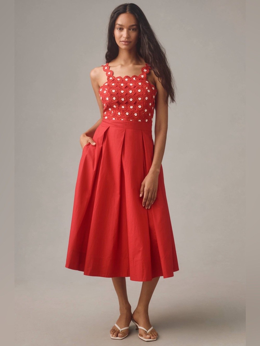 NWT Maeve Crochet Halter Poplin Midi Dress – Size 6